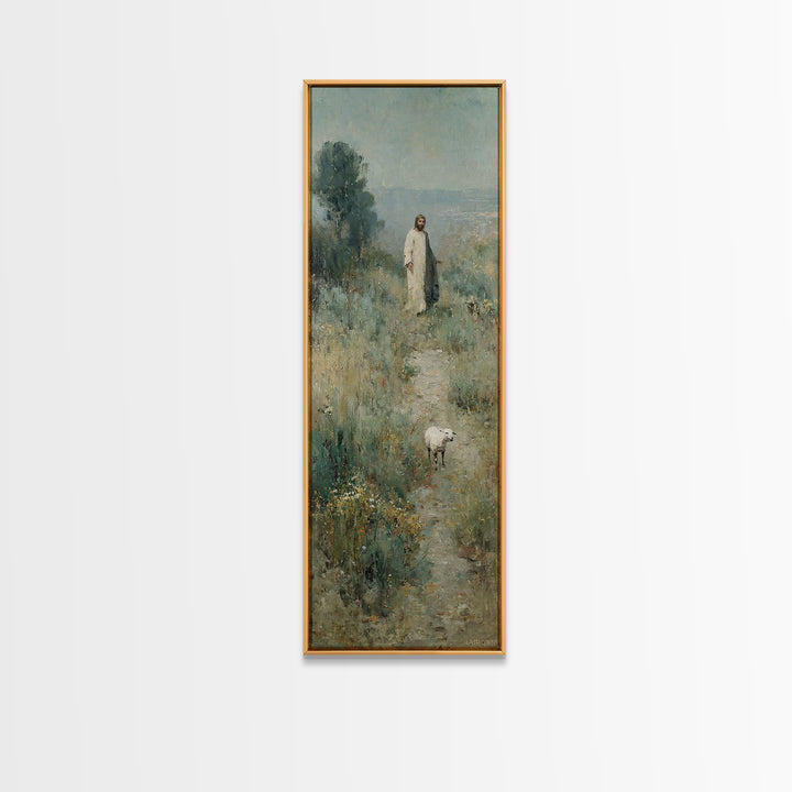 Shepherd’s Quiet Road, Framed Canvas Print, Narrow Art, Christian Art Canvas, Jesus Wall Art, Modern Christian Art, Christian Gift Ideas