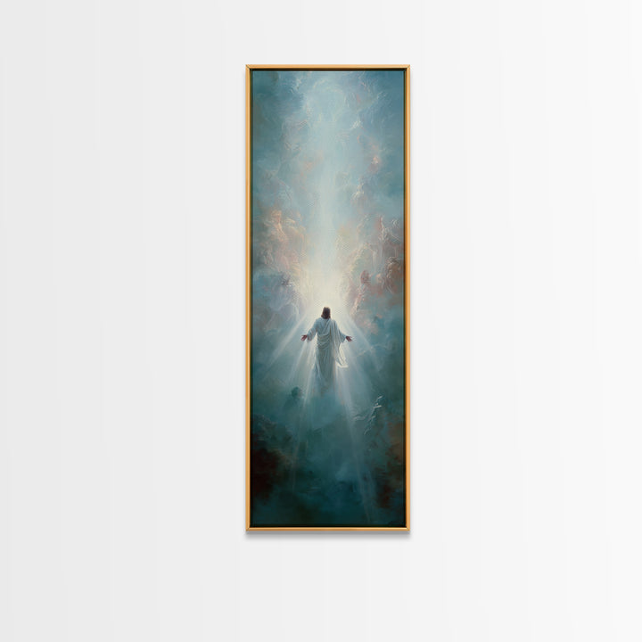 Cross of Dawn | Framed Canvas Print | Tall Narrow Wall Art | Christian Wall Art | Christian Art Canvas | Christian Painting | Christian Dec