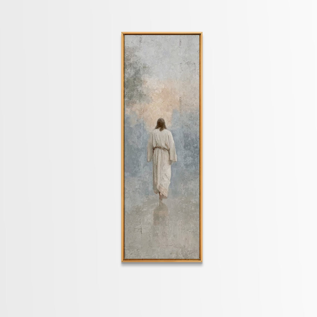 Solitary Savior – Framed Canvas Print – Tall Skinny Art Print – Christian Art Canvas – Jesus Painting – Christian Wall Art – Subtle Christi