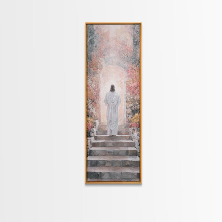 Garden of Light | Framed Canvas Print | Narrow Art | Christian Art Canvas | Jesus Painting | Christian Wall Art | Christian Gift