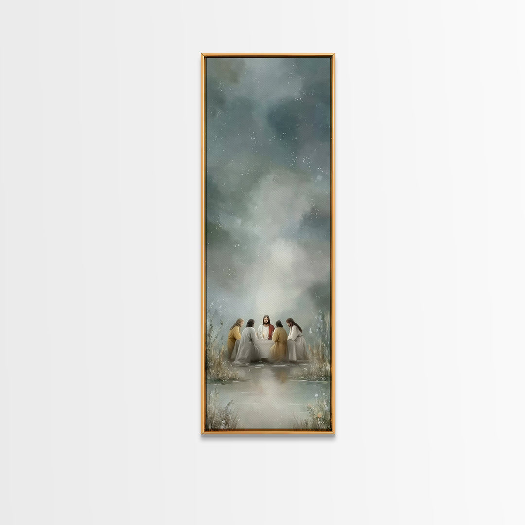 Night Of Fellowship – Framed Canvas Print – Tall Narrow Wall Art – Christian Wall Art – Jesus Painting – Christian Art Canvas – Christian D