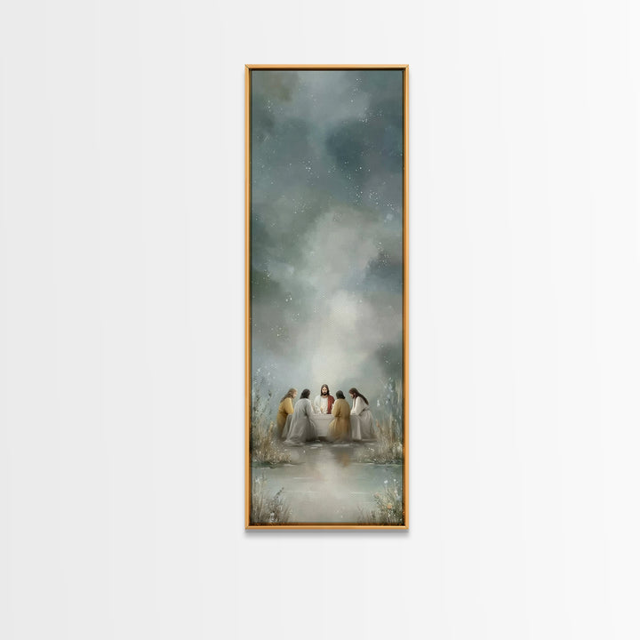 Night Of Fellowship – Framed Canvas Print – Tall Narrow Wall Art – Christian Wall Art – Jesus Painting – Christian Art Canvas – Christian D