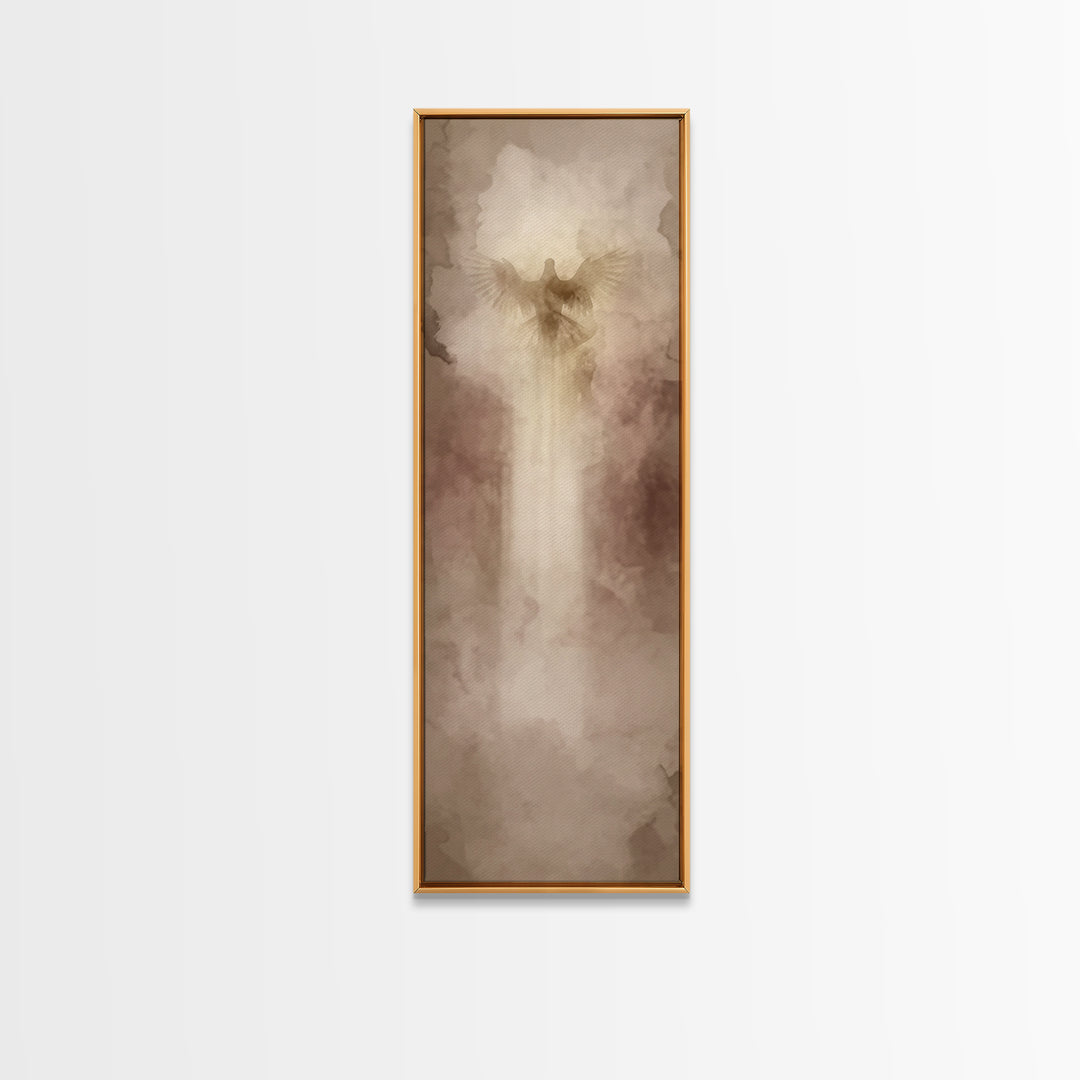 Heavenly Ascent Dove, Framed Canvas Print, Christian Art Canvas, Modern Christian Art, Tall Skinny Art Print, Christian Painting, Christian