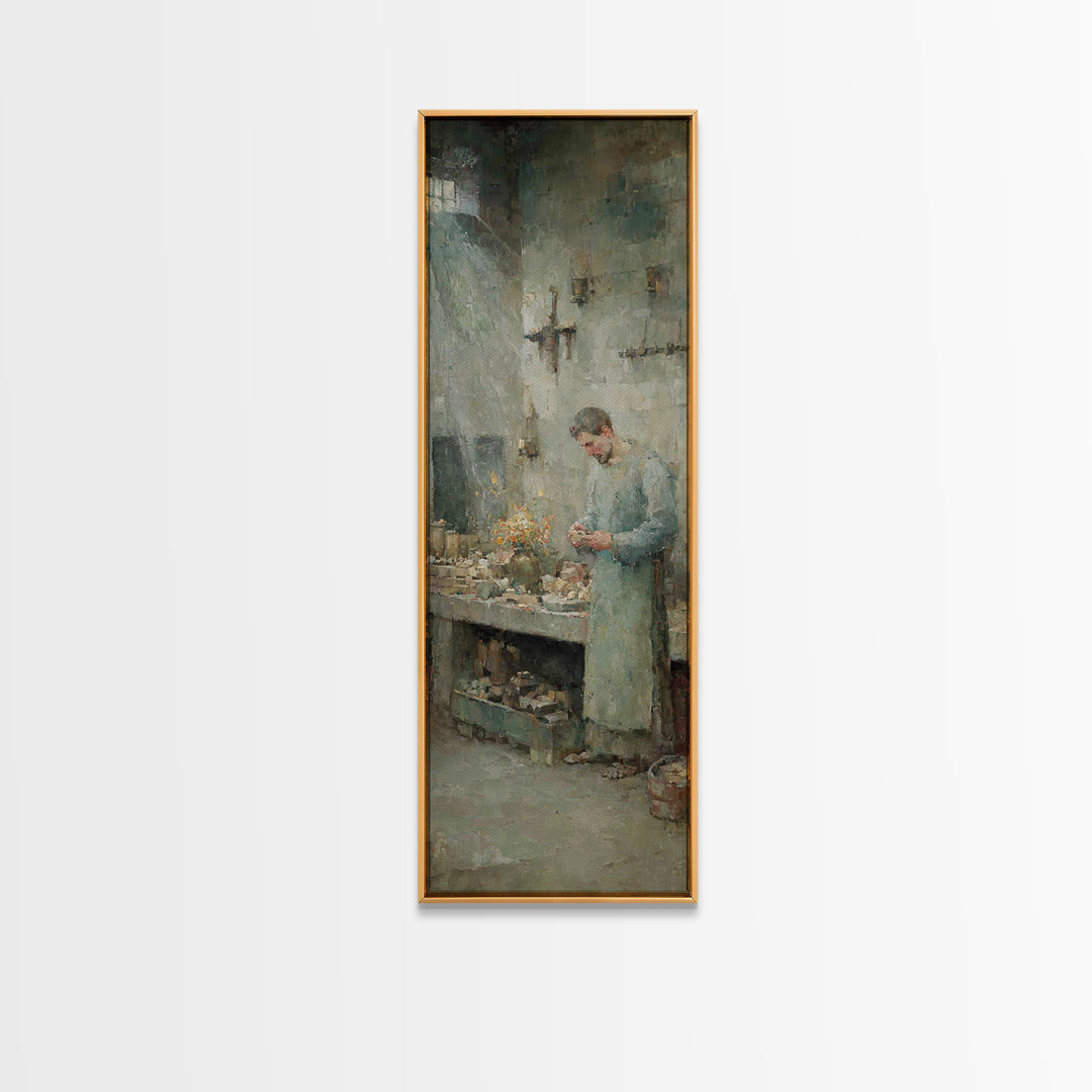 Crafted In Faith – Framed Canvas Print – Tall Narrow Wall Art – Christian Wall Art – Jesus Painting – Christian Art Canvas – Unique Christi