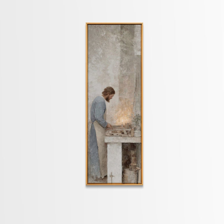 Sacred Workshop Stillness – Framed Canvas Print – Skinny Art – Christian Art – Christian Art Canvas – Jesus Painting – Modern Christian Art