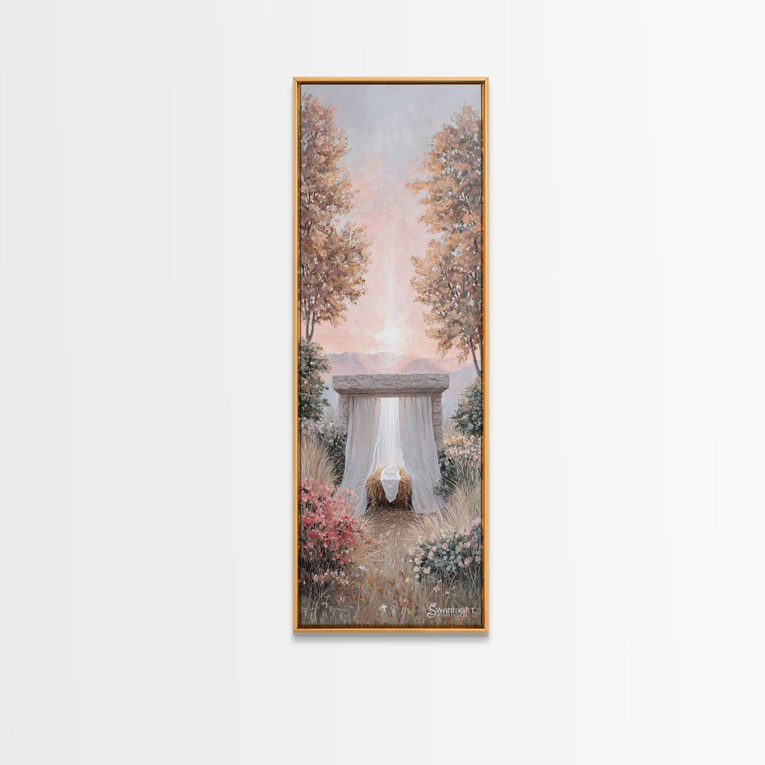 Dawn Of Bethlehem – Framed Canvas Print – Tall Narrow Wall Art – Christian Art – Christmas Art – Christian Art Canvas – Christian Paintings