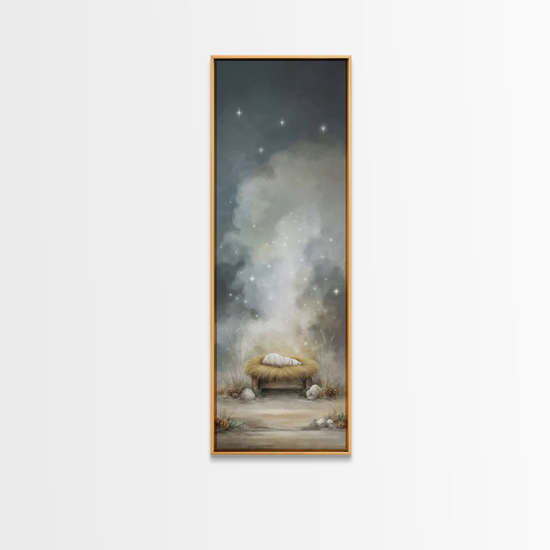 Starborn Holy Child – Framed Canvas Print – Skinny Art – Christian Art Canvas – Christian Wall Art – Christmas Art – Jesus Art Print – Chri