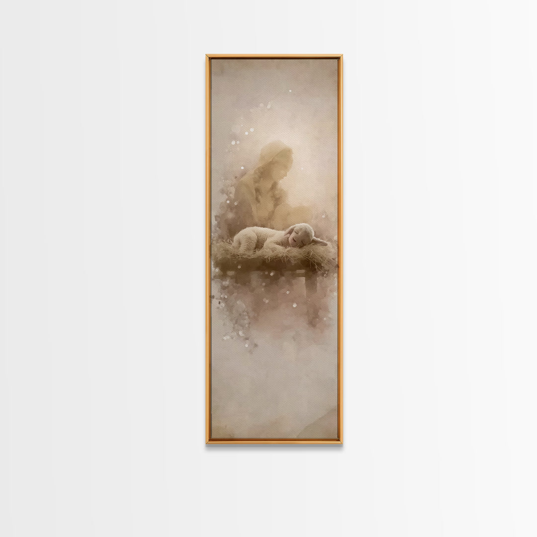 Lamb Of Pure Light – Framed Canvas Print – Tall Skinny Art Print – Christian Art – Christian Art Canvas – Christmas Art – Christian Wall Ar