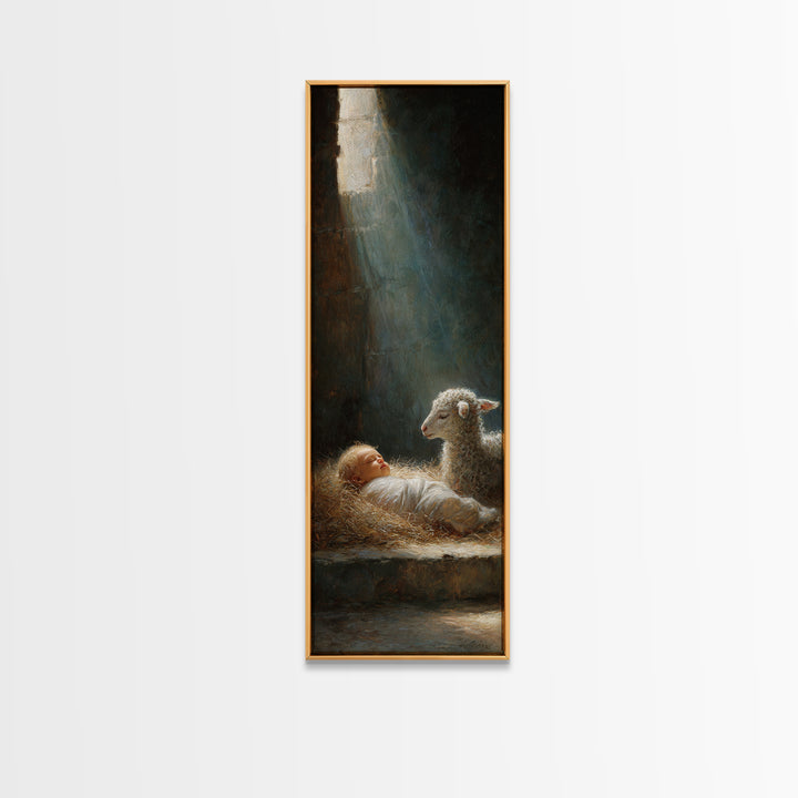 Holy Night Comfort – Framed Canvas Print – Christian Wall Art – Jesus Christmas Art – Christian Art Canvas – Skinny Art