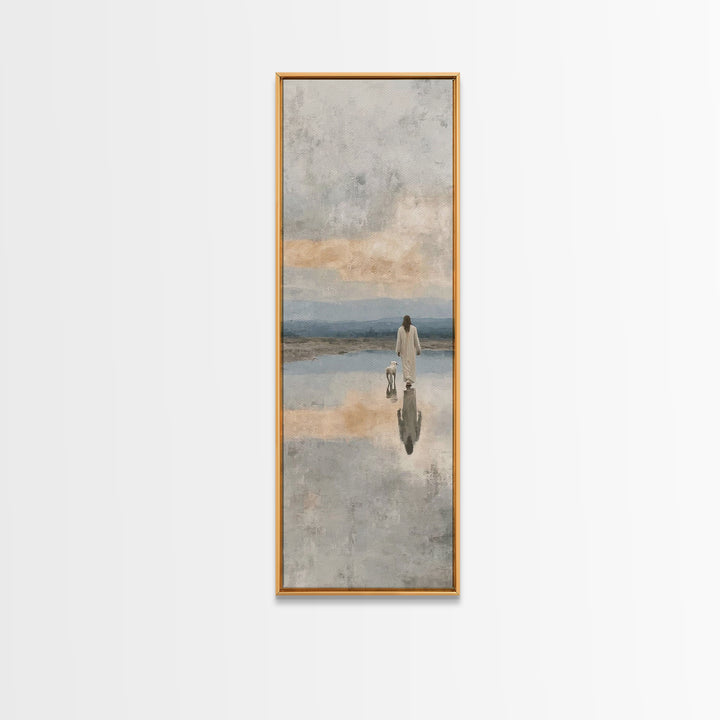 Path Of Still Waters – Framed Canvas Print – Christian Wall Art – Jesus Painting – Christian Art Canvas – Narrow Art – Christian Art