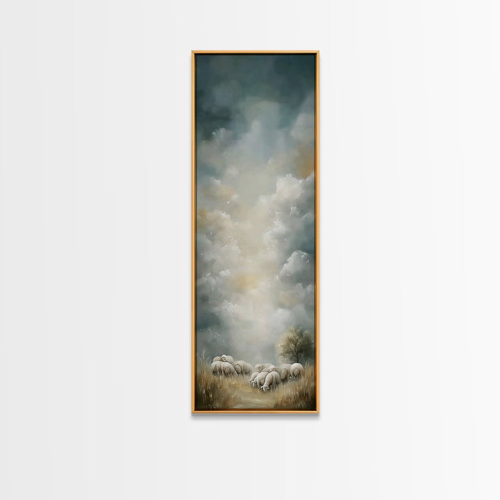 Pastoral Dawn Grace,Framed Canvas Print,Christian Art Canvas,Tall Skinny Art Print,Christian Christmas Art,Jesus Wall Art,Christian Decor