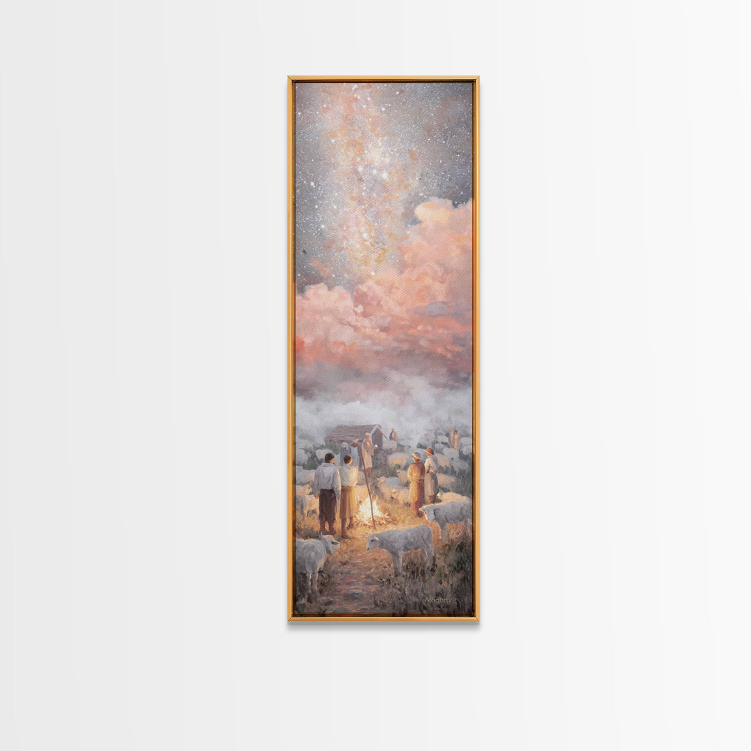 Starry Night Watch - Framed Canvas Print - Christian Christmas Decor - Skinny Art - Christian Wall Art - Jesus Painting - Christian Canvas