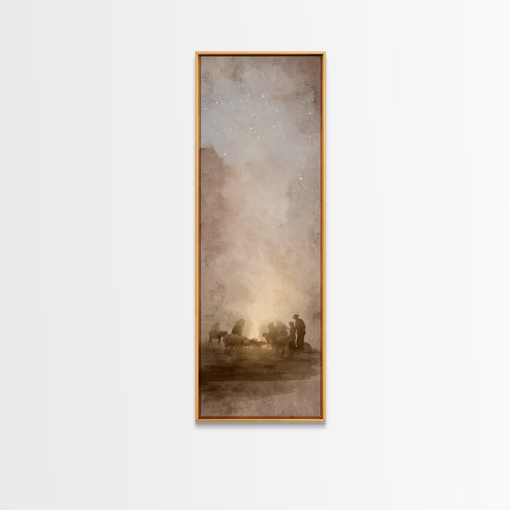 Desert Watch Glow - Framed Canvas Print - Christian Art Canvas - Tall Skinny Art Print - Christmas Art - Jesus Painting - Christian Decor