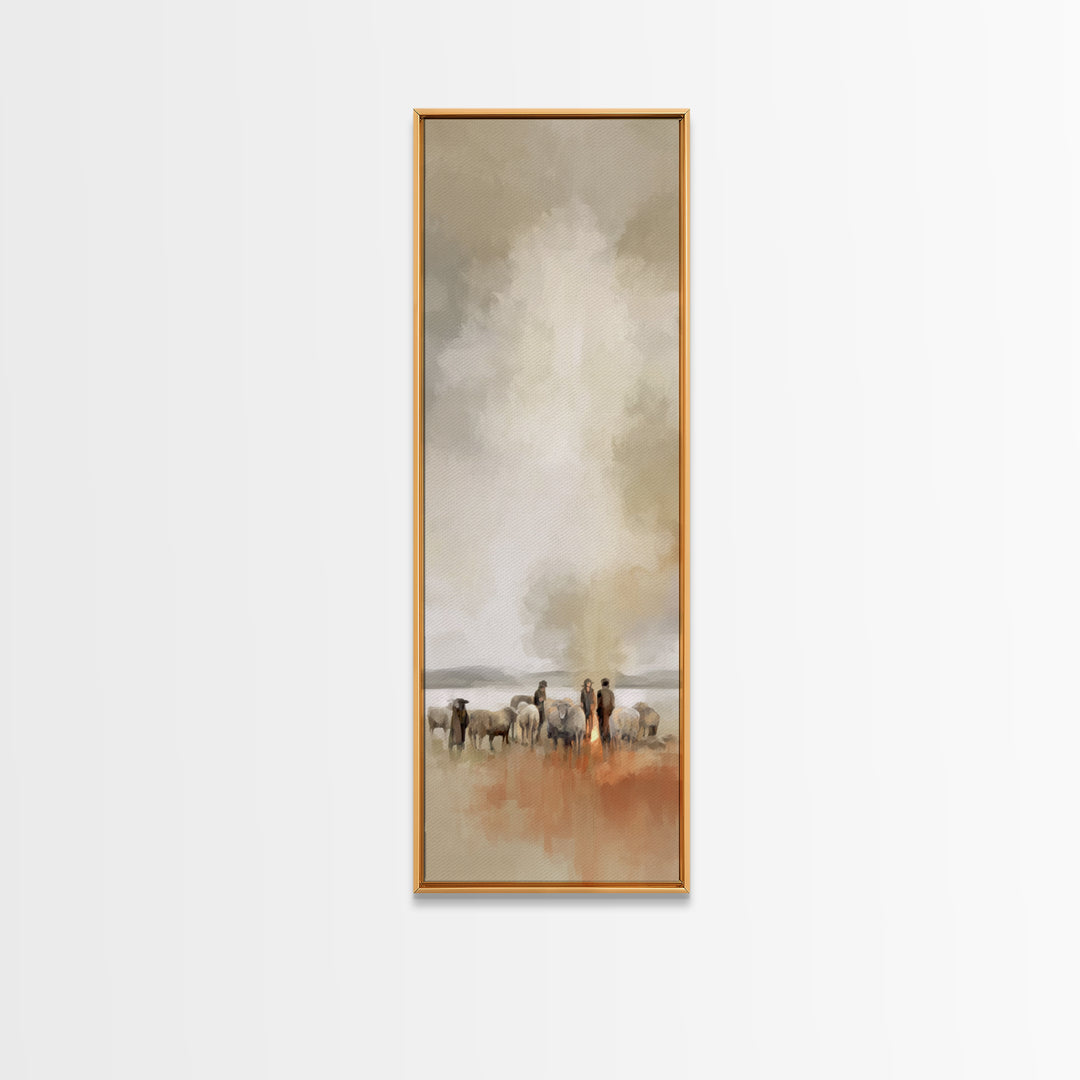 Shepherds Of Dawn | Framed Canvas Print | Christian Wall Art | Christian Art Canvas | Jesus Painting | Tall Narrow Wall Art | Christian Chr