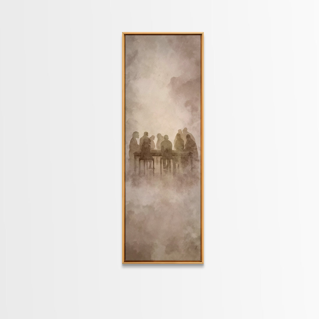 Heavenly Table Gathering | Framed Canvas Print | Christian Art Canvas | Christian Wall Art | Jesus Painting | Narrow Art | Christian Gift I