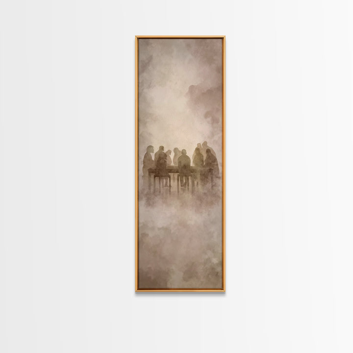 Heavenly Table Gathering | Framed Canvas Print | Christian Art Canvas | Christian Wall Art | Jesus Painting | Narrow Art | Christian Gift I