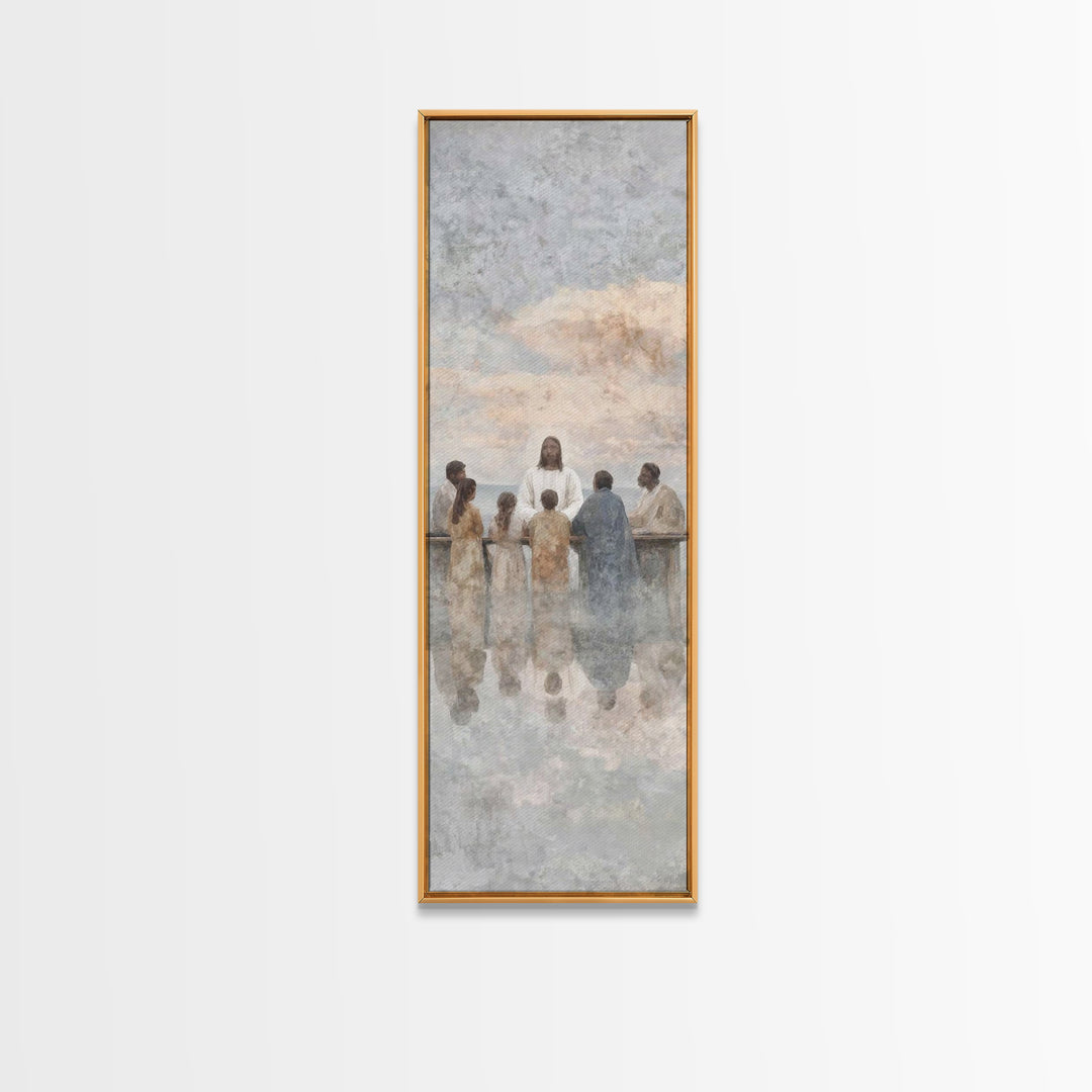 Communion In Shadow | Framed Canvas Print | Christian Art Canvas | Christian Wall Art | Jesus Painting | Skinny Art | Modern Christian Art