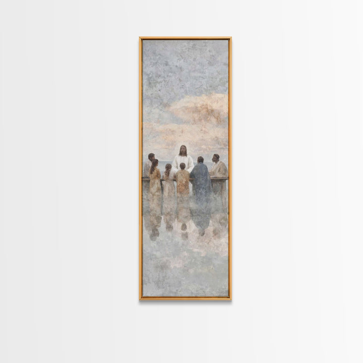 Communion In Shadow | Framed Canvas Print | Christian Art Canvas | Christian Wall Art | Jesus Painting | Skinny Art | Modern Christian Art