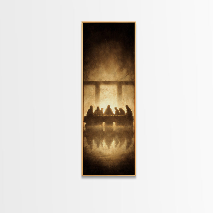 Sacred Last Supper | Framed Canvas Print | Christian Wall Art | Jesus Painting | Christian Art Canvas | Tall Narrow Wall Art