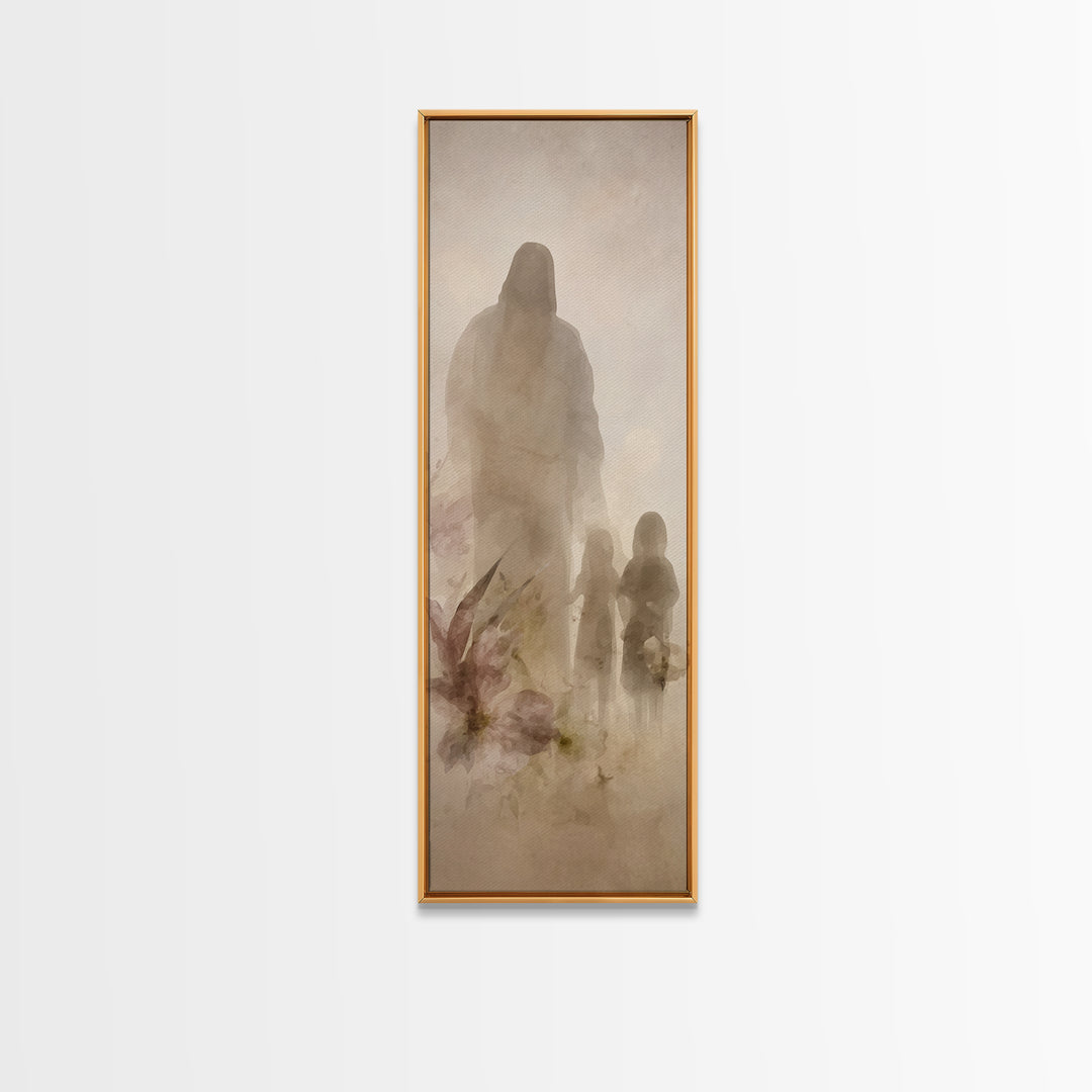 Heavenly Companions | Framed Canvas Print | Christian Wall Art | Christian Art Print | Jesus Painting | Tall Skinny Art Print