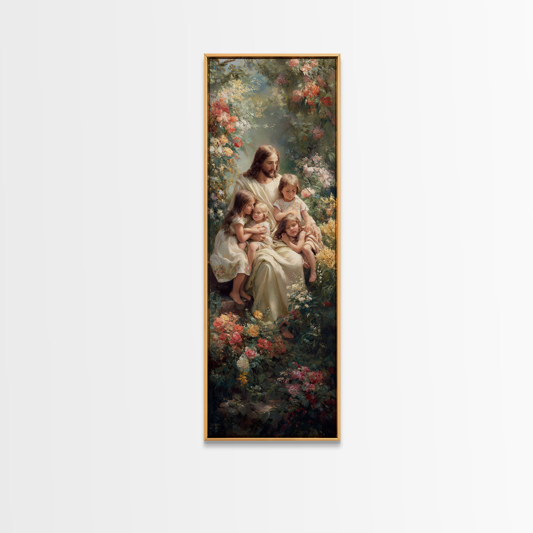 Gentle Shepherd Light | Framed Canvas Print | Christian Painting | Christian Art Canvas | Christian Wall Art | Narrow Art
