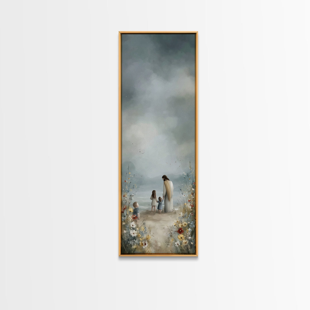 Children Of Grace | Framed Canvas Print | Jesus Painting | Christian Wall Art | Christian Art Canvas | Tall Narrow Wall Art