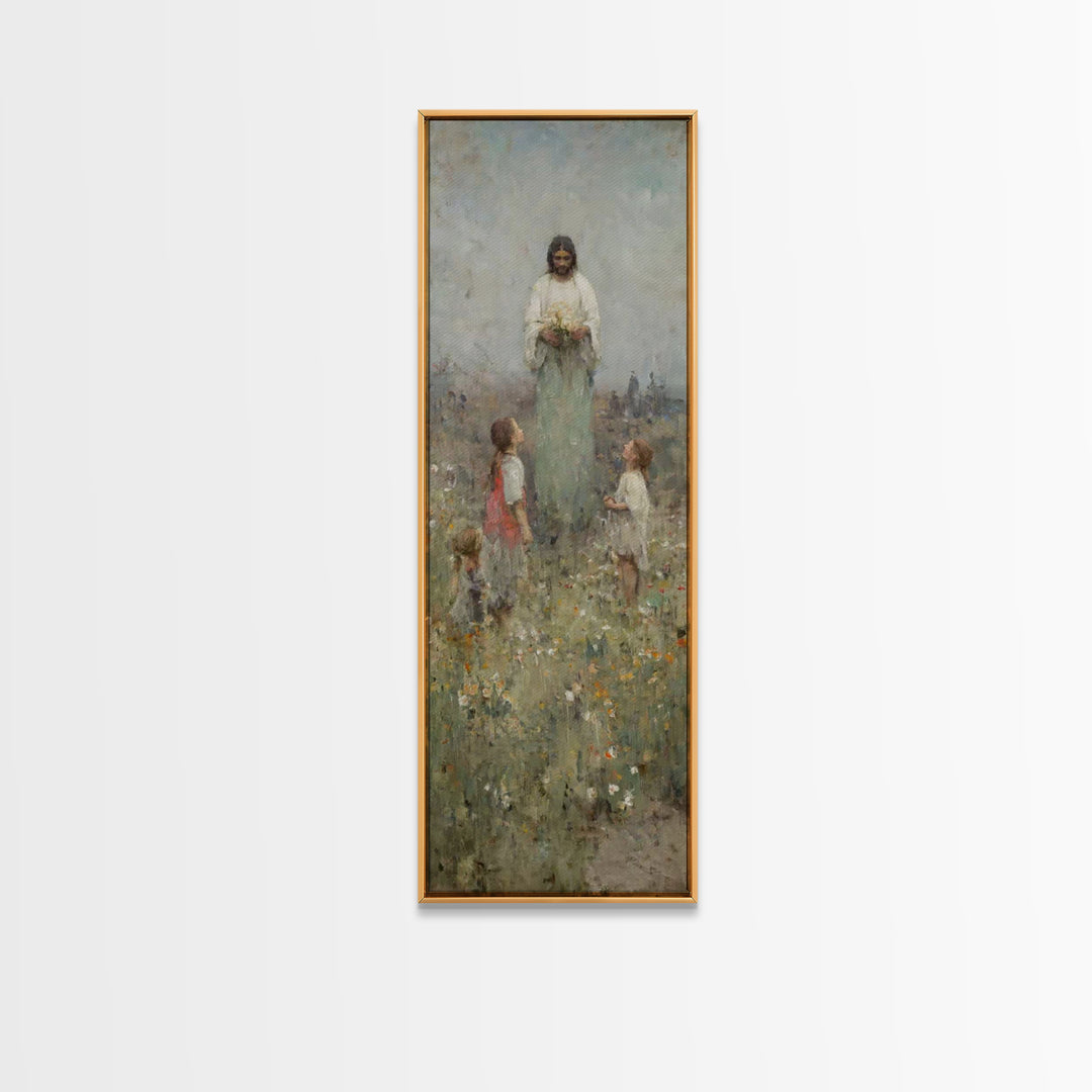 Fields Of Mercy | Framed Canvas Print | Christian Wall Art | Christian Art Canvas | Jesus Painting | Tall Skinny Art Print