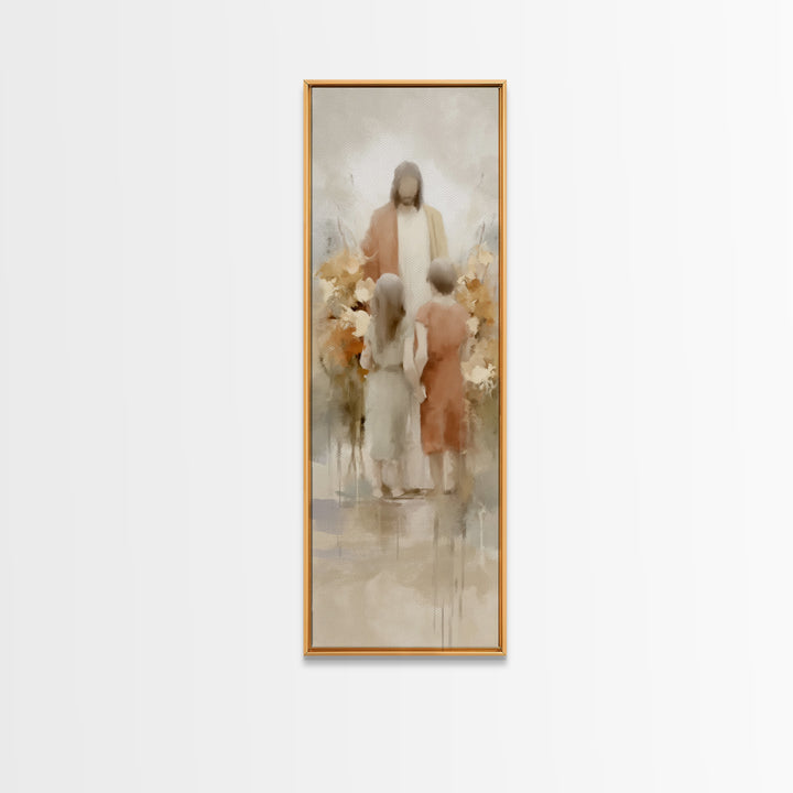 Blooming Devotion | Framed Canvas Print | Jesus Painting | Christian Art Print | Christian Wall Art | Narrow Art