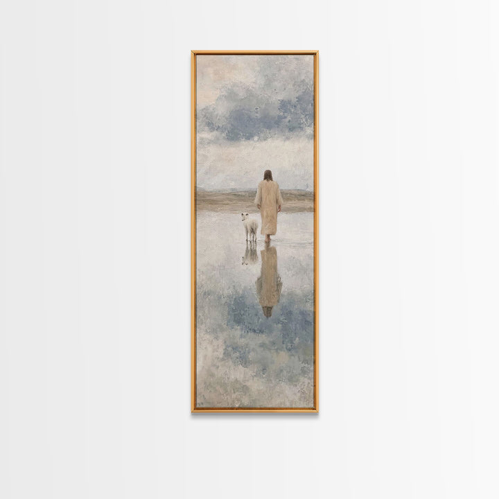 Shepherd’s Still Path – Framed Canvas Print – Christian Art Print – Jesus Painting – Christian Wall Art – Skinny Art – Modern Christian Art