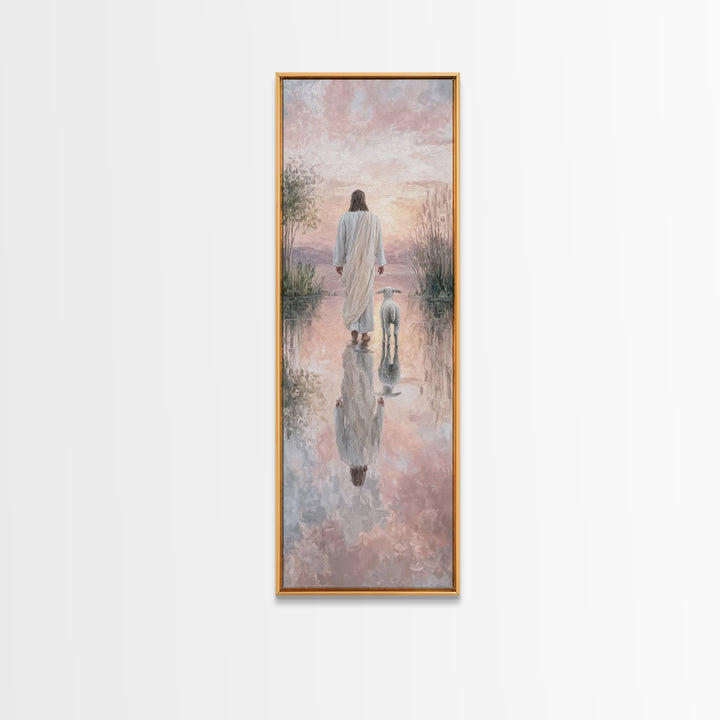 Twilight Shepherd Calm – Framed Canvas Print – Christian Wall Art – Jesus Painting – Christian Art Canvas – Skinny Art – Christian Gift