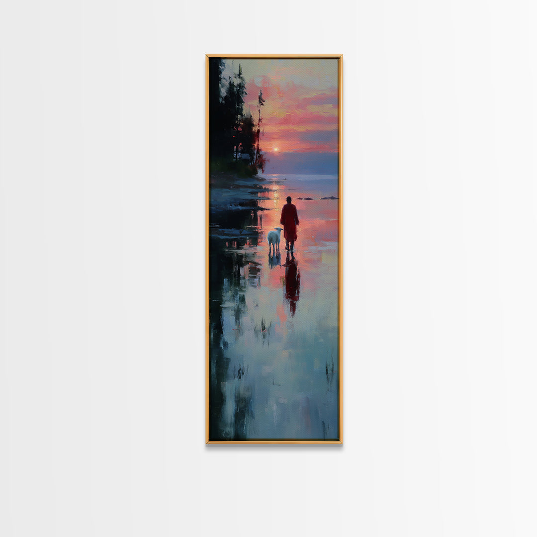 Starlit Holy Journey – Framed Canvas Print – Christian Christmas Art – Christian Wall Art – Christmas Art Canvas – Tall Skinny Art Print –