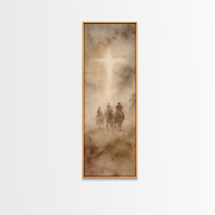 Pilgrims Of Light – Framed Canvas Print – Christian Wall Art – Christmas Art – Christian Art Canvas – Tall Narrow Wall Art – Christian Chri