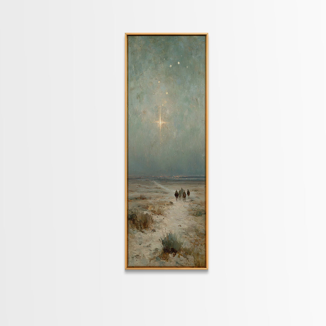 Bethlehem Star Path | Framed Canvas Print | Christmas Art | Christian Wall Art | Christian Art Canvas | Narrow Art | Christian Christmas De