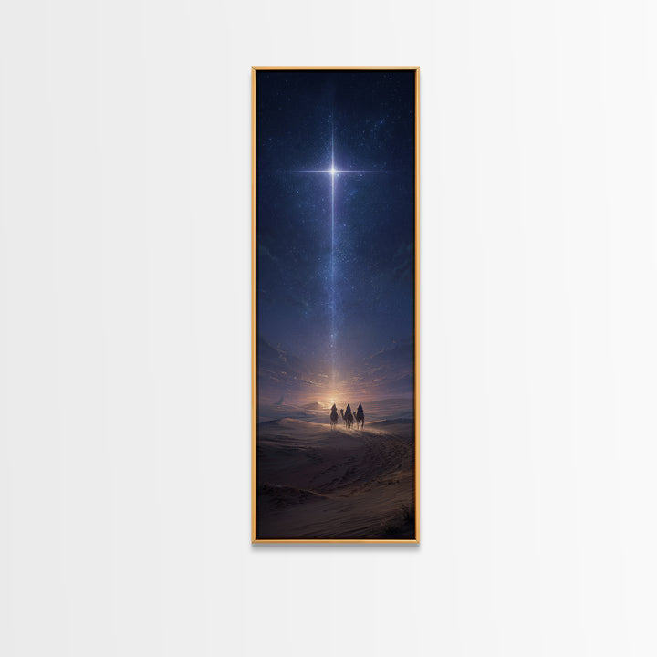 Cross Above The Sands, Framed Canvas Print, Christian Art Canvas, Christmas Art, Christian Wall Art, Skinny Art, Christian Christmas