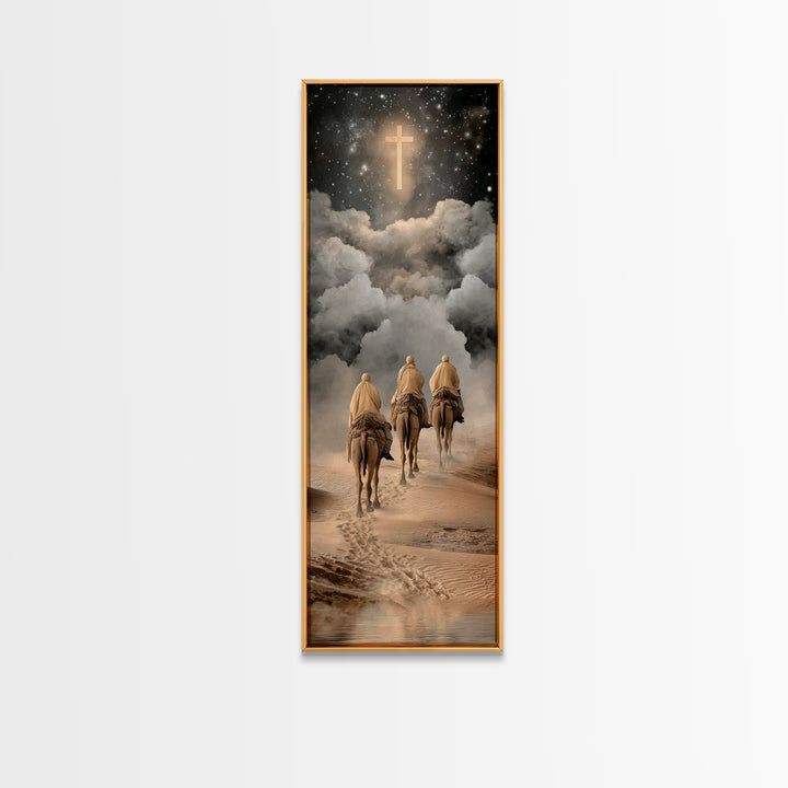 Shepherd’s Peace – Framed Canvas Print – Christian Wall Art – Christian Art Canvas – Christmas Art – Narrow Art – Christian Decor