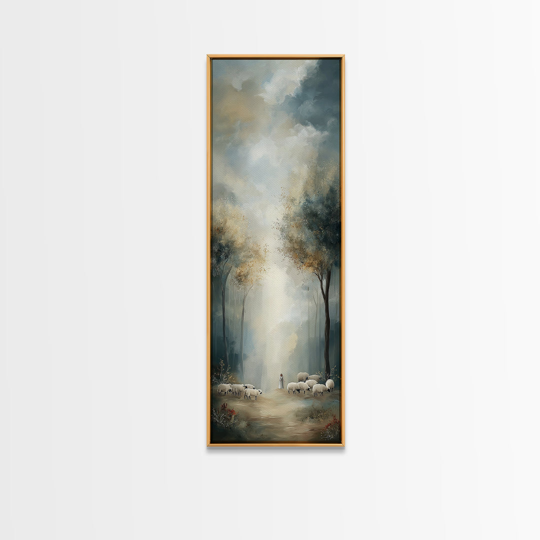 Forest Light Grace | Framed Canvas Print | Christian Art Canvas | Christian Wall Art | Christmas Art | Tall Narrow Wall Art | Christian Gif
