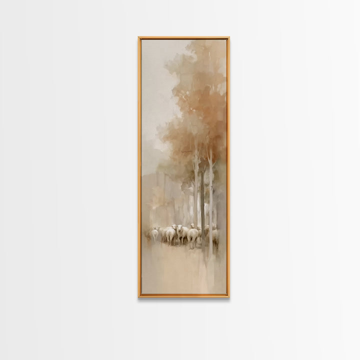 Quiet Woodland Flock – Framed Canvas Print – Christian Art Canvas – Christian Wall Art – Skinny Art – Christmas Art – Christian Christmas D
