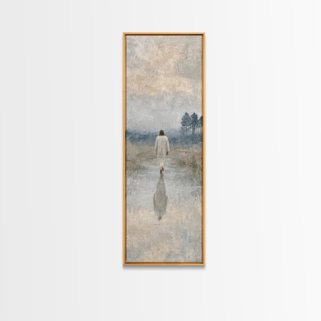 Sacred Quiet Journey – Framed Canvas Print – Christian Art Canvas – Vintage Christian Art – Tall Skinny Art Print – Christian Christmas