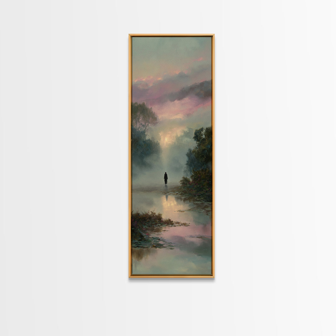 Meadow Of Stillness – Framed Canvas Print – Christian Wall Art – Christian Art Print – Narrow Art – Jesus Painting