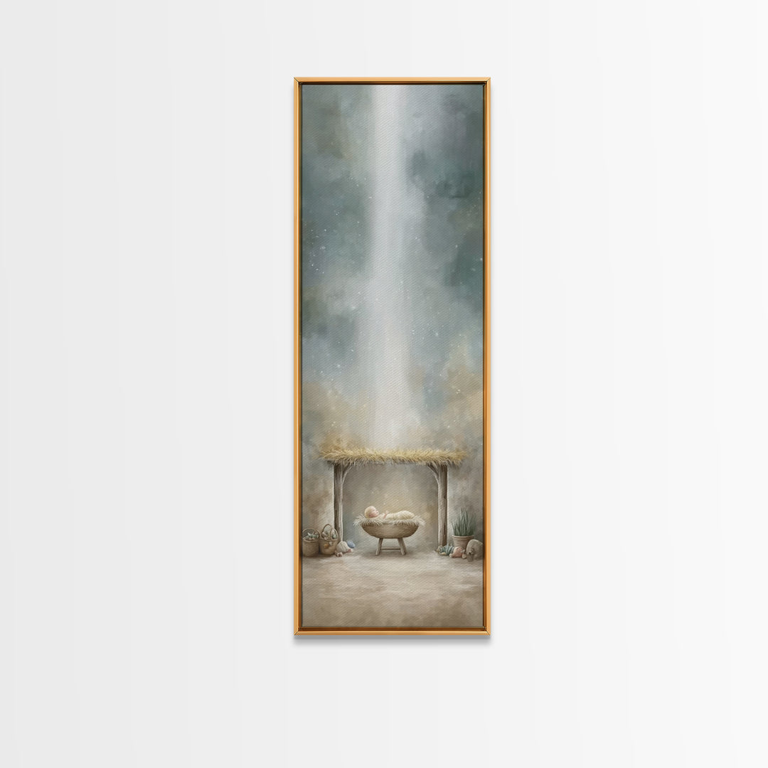 Radiant Stable Peace – Framed Canvas Print – Christian Art Canvas – Christian Wall Art – Jesus Painting – Christmas Art – Christian Decor –