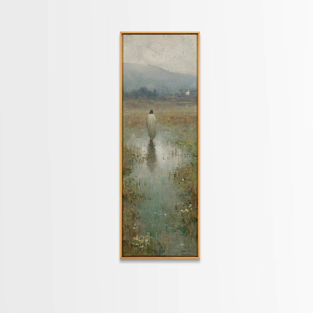 Pastoral Dawn Promise – Framed Canvas Print – Christian Art Canvas – Minimalist Christian Art – Skinny Art – Christian Christmas Art