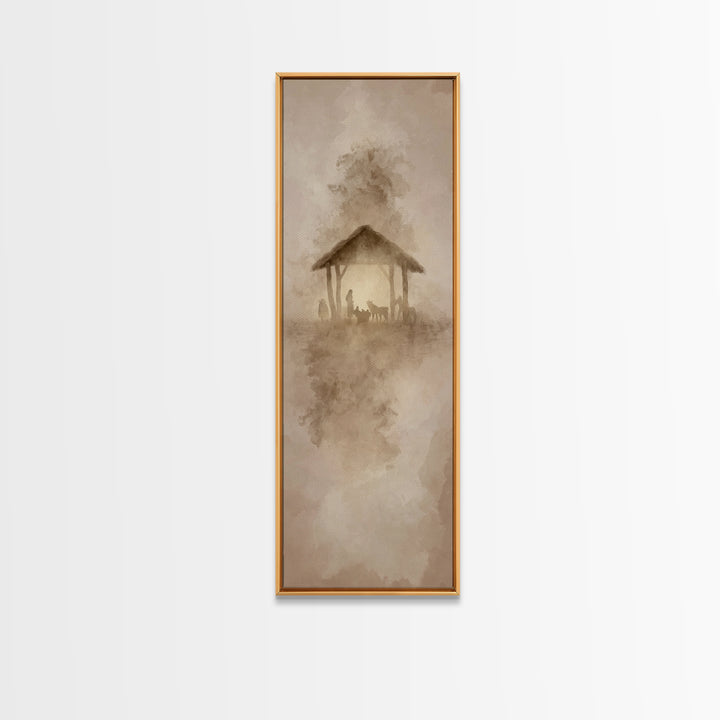 Humble Night Wonder | Framed Canvas Print | Christian Christmas Art | Christian Wall Art | Skinny Art | Jesus Christmas Art | Christian Art