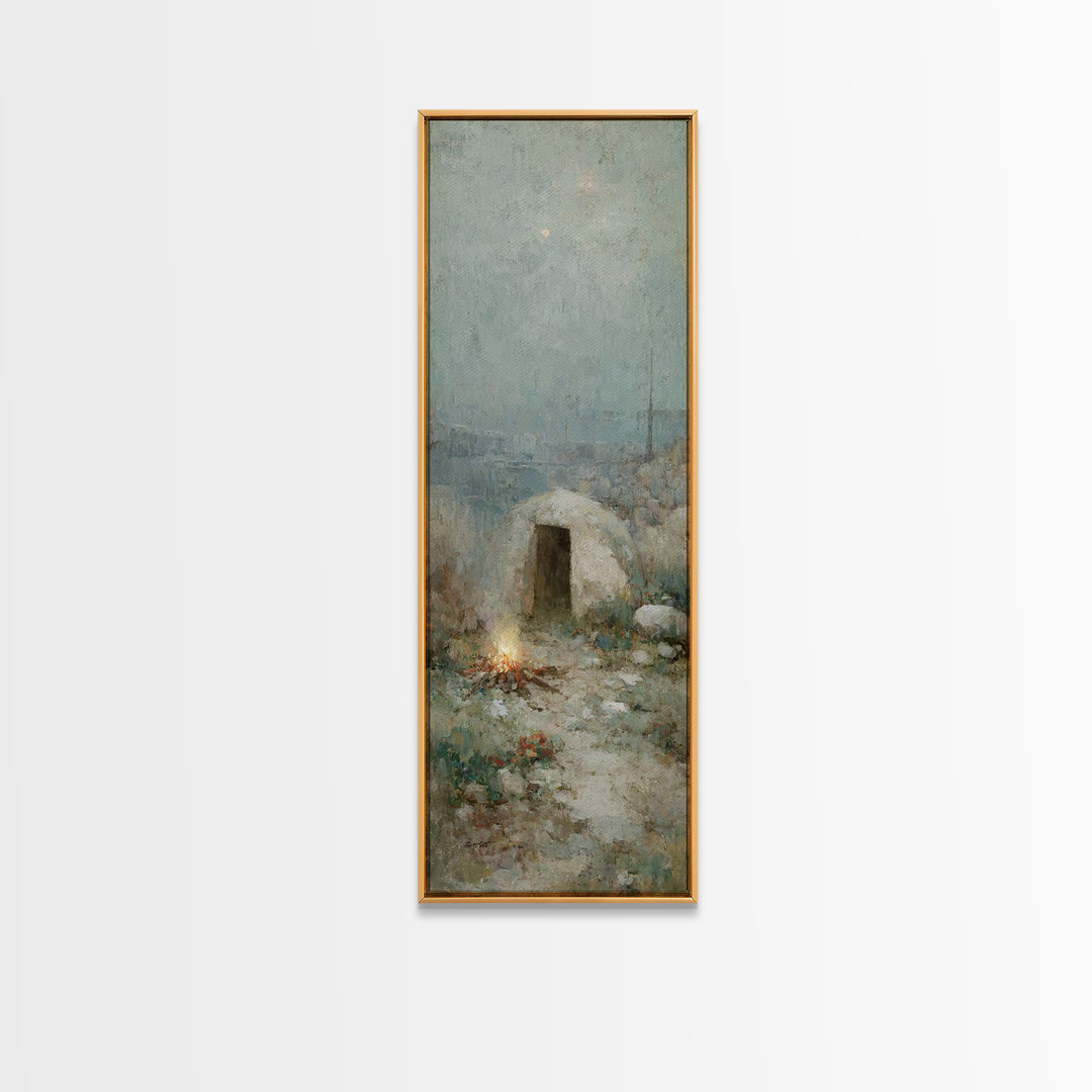 Shepherds’ Hearth Hope – Framed Canvas Print – Christian Art Canvas – Vintage Christian Art – Narrow Art – Christmas Art – Christian Wall A