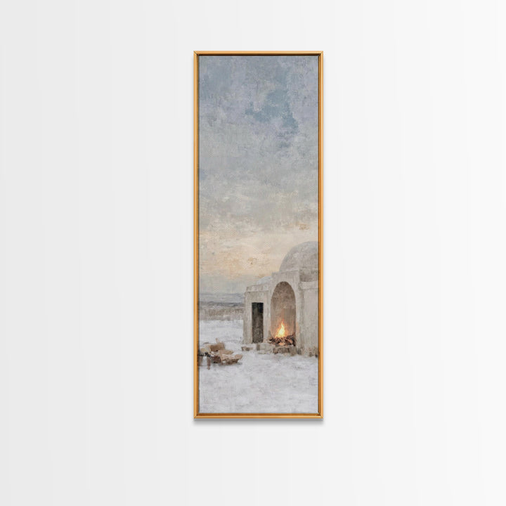 Bethlehem Hearth Glow | Framed Canvas Print | Christian Christmas Art | Christian Wall Art | Tall Skinny Art Print | Christian Art Canvas