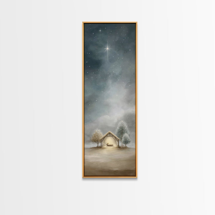 Holy Star Shelter – Framed Canvas Print – Christian Art – Christmas Wall Art – Skinny Art – Jesus Christmas Art – Christian Art Prints
