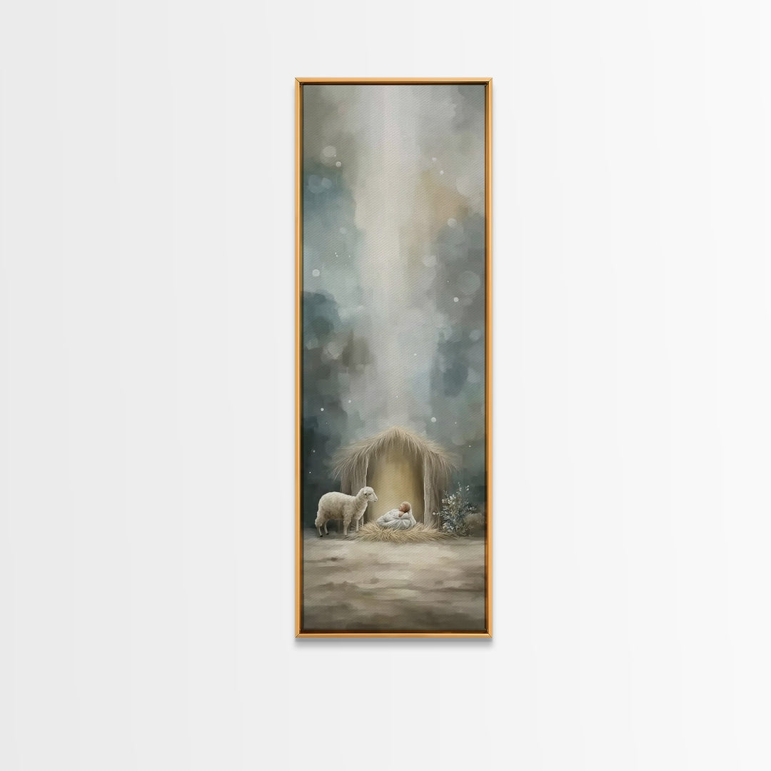 Heaven’s Child Bright – Framed Canvas Print – Christian Art – Jesus Christmas Art – Tall Skinny Art Print – Christmas Wall Art – Christian