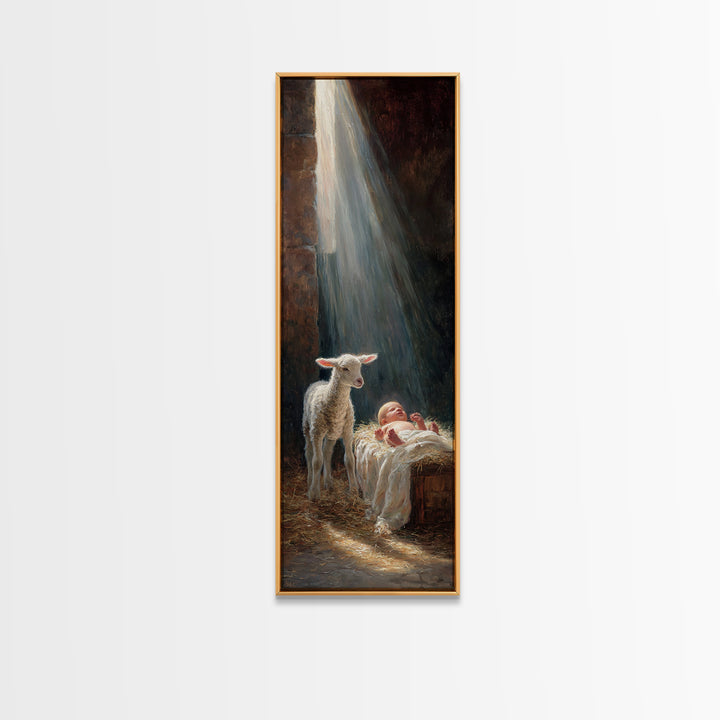 Blessed Night Star – Framed Canvas Print – Christian Wall Art – Christian Art Canvas – Jesus Painting – Tall Narrow Wall Art