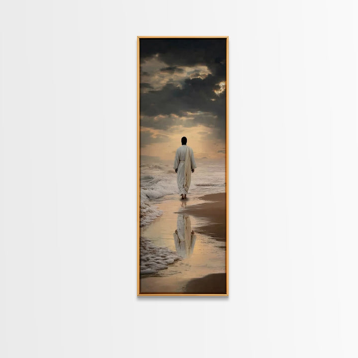 Stormlit Journey Grace – Framed Canvas Print – Christian Wall Art – Christian Art Canvas – Jesus Painting – Tall Narrow Wall Art
