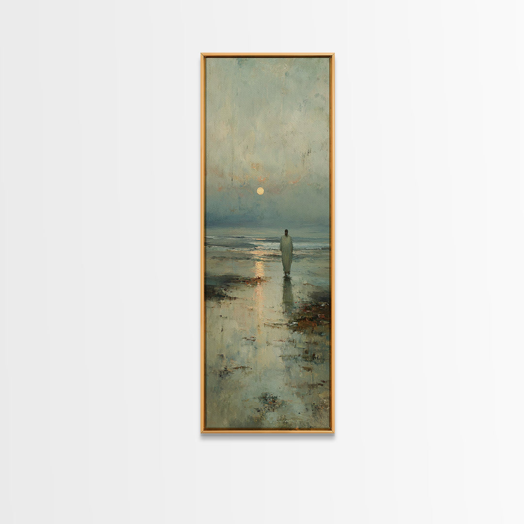 Celestial Dawn Walk – Framed Canvas Print – Christian Art Canvas – Christian Wall Art – Jesus Painting – Tall Narrow Wall Art