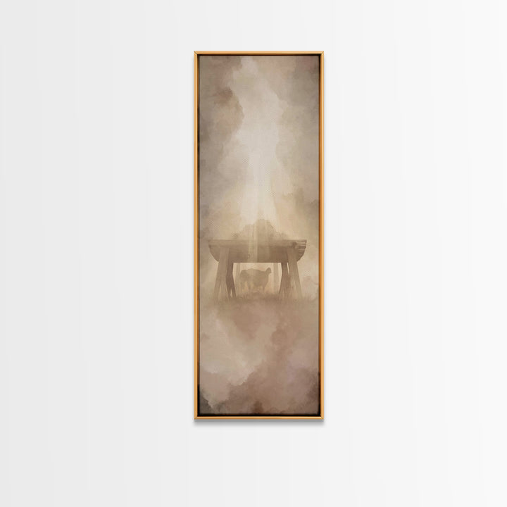 Shepherd’s Quiet Sign – Framed Canvas Print – Christian Christmas Art – Christmas Art – Christian Wall Art – Tall Narrow Wall Art